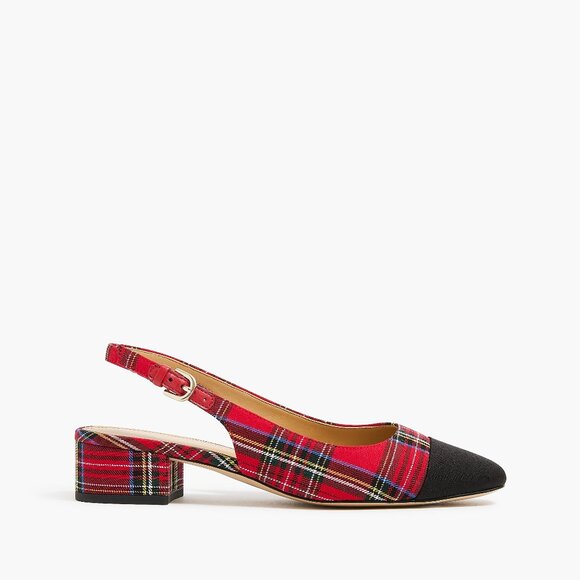 NWT J.Crew Factory Tartan Low-heel Slingbacks - Picture 3 of 5